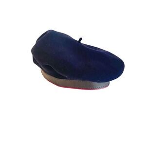 Vintage Basque Authentique Women's Beret Size 55 9.5 navy Pure Wool France